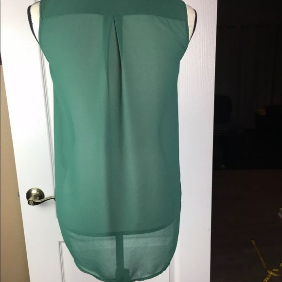 Women H&M Green Sheer Blouse Sz 2 _355 - Picture 2 of 4
